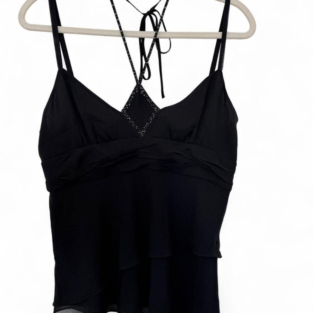 Vintage Y2K BCBGMAXAZRIA Silk Beaded Cami Top M NWT